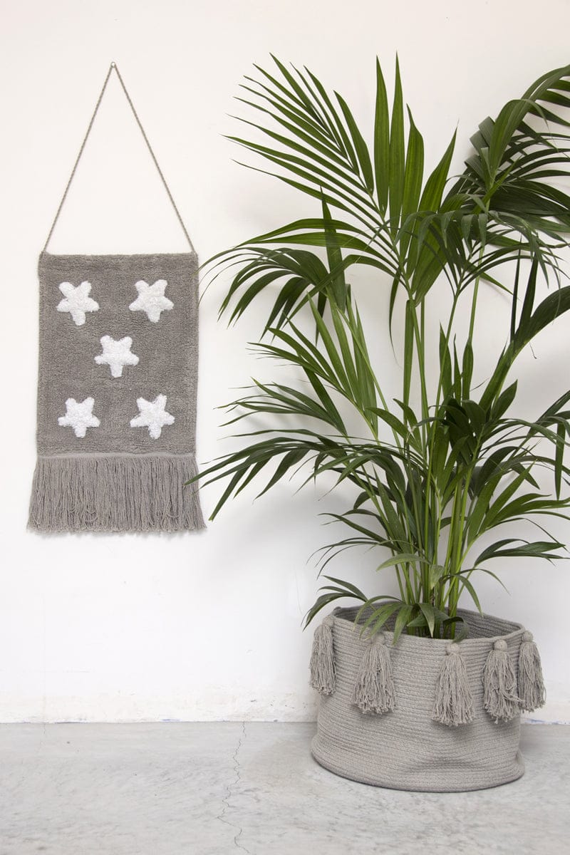 Lorena Canals Tassels Basket - Light Grey - BSK-TAS-LGR