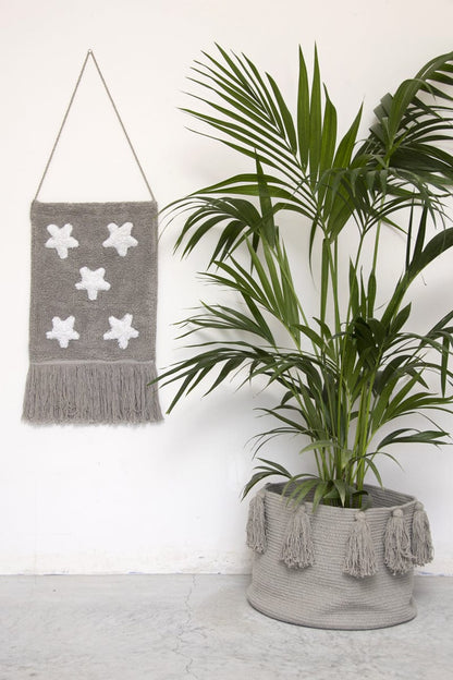 Lorena Canals Tassels Basket - Light Grey - BSK-TAS-LGR