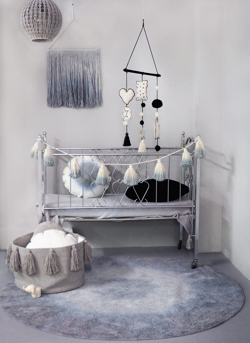 Lorena Canals Tassels Basket - Light Grey - BSK-TAS-LGR