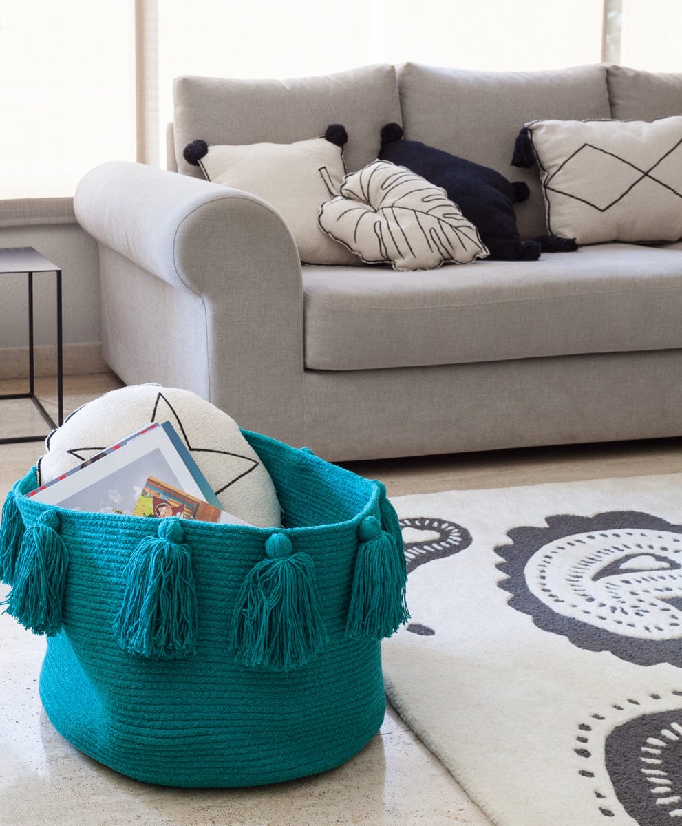 Lorena Canals Tassels Basket - Petroleum - BSK-TAS-PETRO