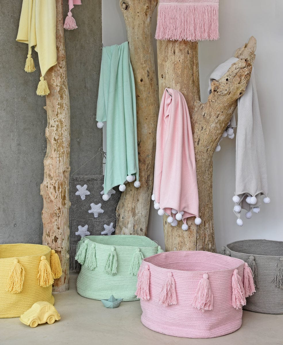 Lorena Canals Tassels Basket - Pink - BSK-TAS-PK