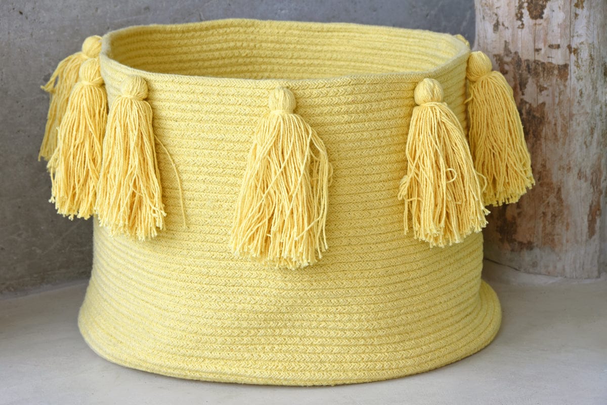 Lorena Canals Tassels Basket - Yellow - BSK-TAS-Y