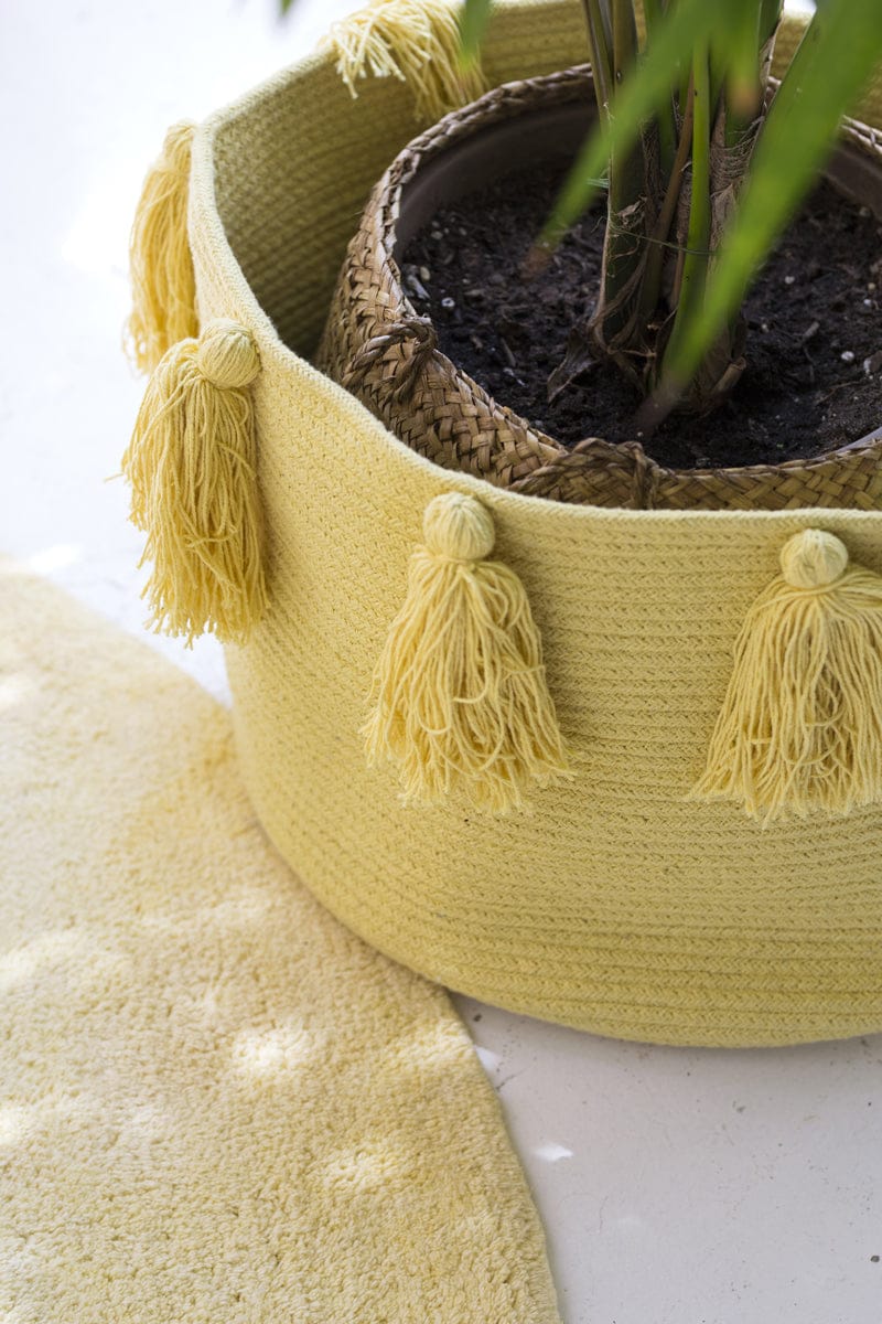 Lorena Canals Tassels Basket - Yellow - BSK-TAS-Y