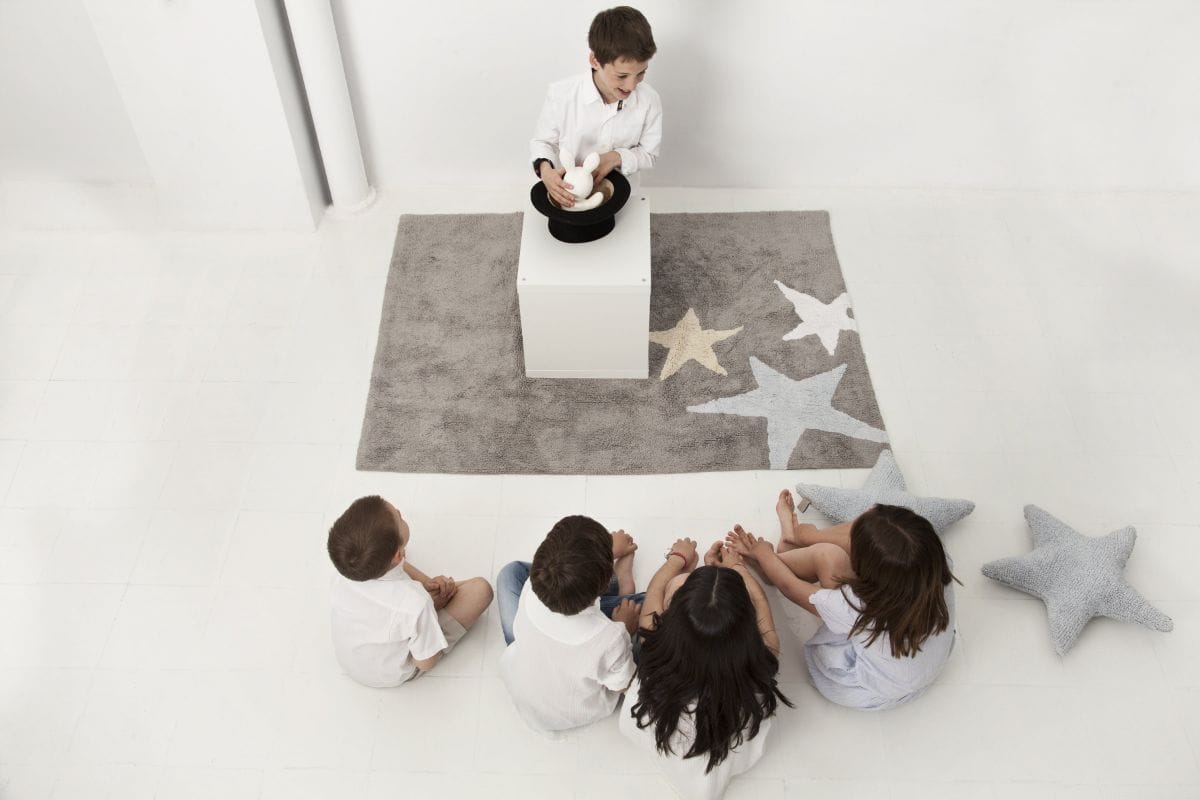 Lorena Canals Three Stars Tricolor Rug - Grey/Blue (4' x 5' 3") - C-TE-GA