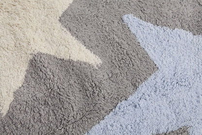 Lorena Canals Three Stars Tricolor Rug - Grey/Blue (4' x 5' 3") - C-TE-GA