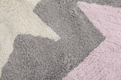 Lorena Canals Three Stars Tricolor Rug - Grey/Pink (4' x 5' 3") - C-TE-GR
