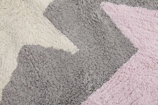 Lorena Canals Three Stars Tricolor Rug - Grey/Pink (4' x 5' 3") - C-TE-GR