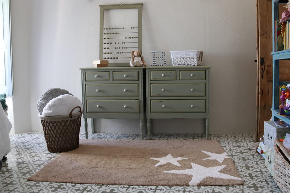 Lorena Canals Three Stars Linen Rug - White (4' x 5' 3") - C-TE-LW