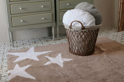 Lorena Canals Three Stars Linen Rug - White (4' x 5' 3") - C-TE-LW