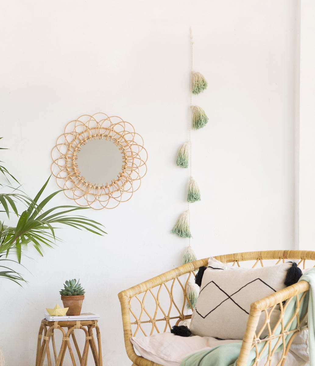 Lorena Canals Tie-Dye Pom Pom Garland - Green - GARL-TIE-GR