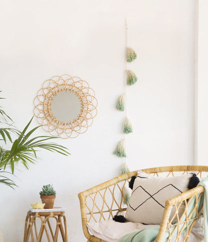 Lorena Canals Tie-Dye Pom Pom Garland - Green - GARL-TIE-GR