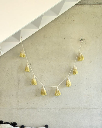 Lorena Canals Tie-Dye Pom Pom Garland - Yellow - GARL-TIE-Y
