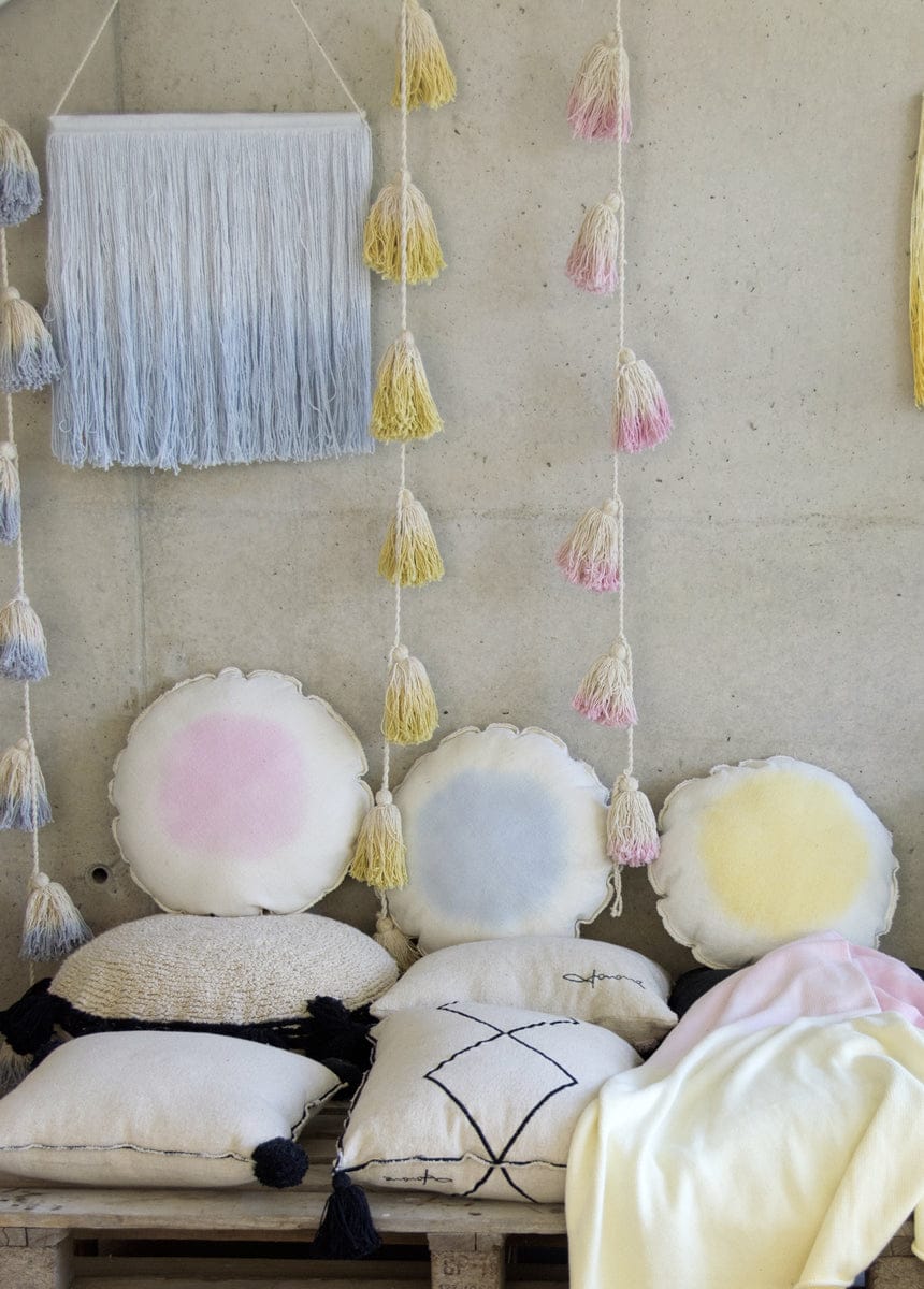 Lorena Canals Tie-Dye Pom Pom Garland - Yellow - GARL-TIE-Y