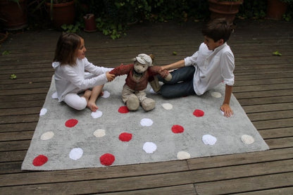 Lorena Canals Tricolor Polka Dots Rug - Red (4' x 5' 3") - C-TT-3