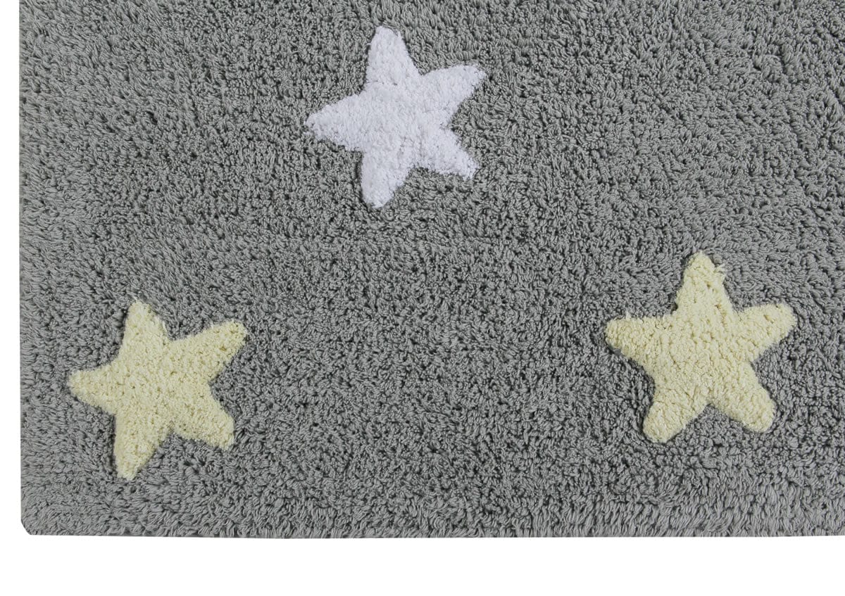 Lorena Canals Tricolor Stars Rug - Grey/Pink (4' x 5' 3") - C-ST-P