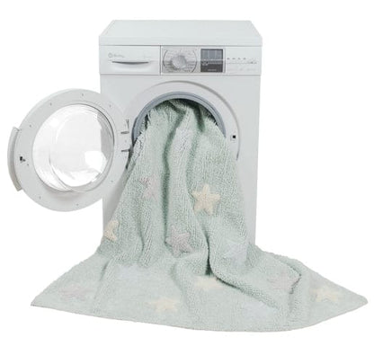 Lorena Canals Tricolor Stars Rug - Soft Mint (4' x 5' 3") - C-ST-SM