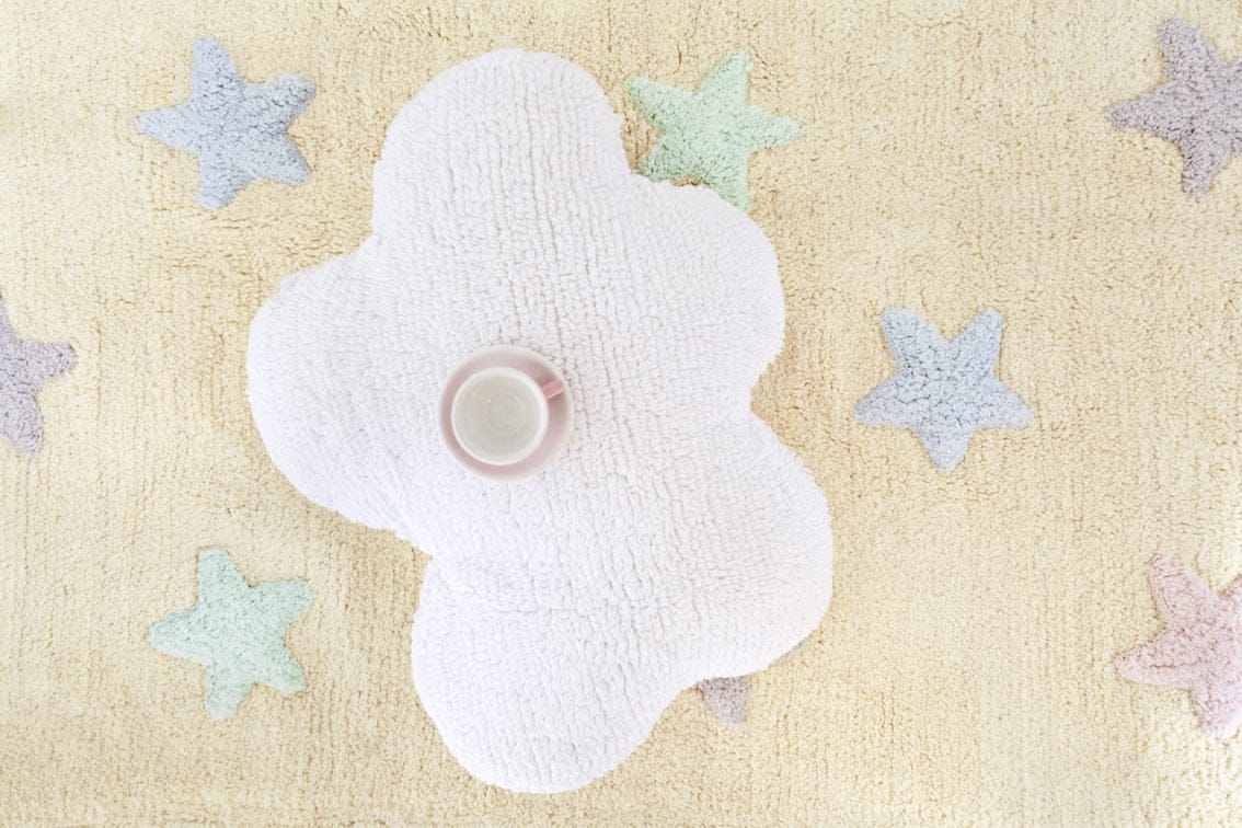 Lorena Canals Tricolor Stars Rug - Vanilla (4' x 5' 3") - C-ST-V