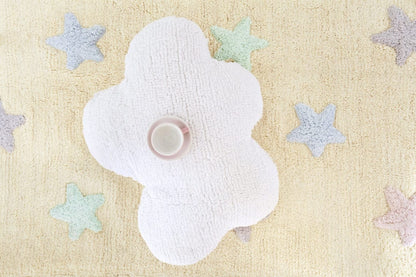 Lorena Canals Tricolor Stars Rug - Vanilla (4' x 5' 3") - C-ST-V