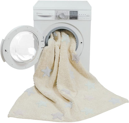 Lorena Canals Tricolor Stars Rug - Vanilla (4' x 5' 3") - C-ST-V