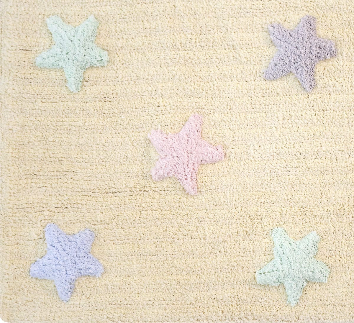 Lorena Canals Tricolor Stars Rug - Vanilla (4' x 5' 3") - C-ST-V