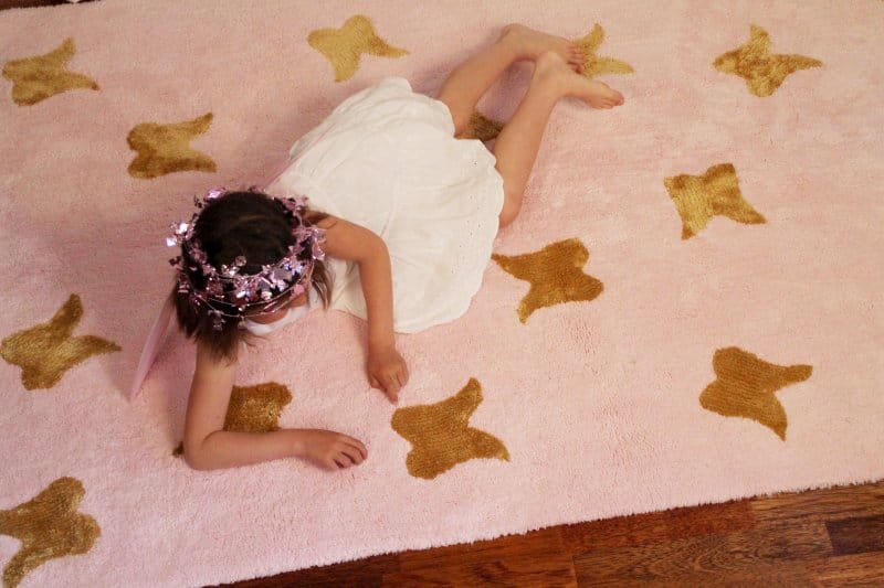 Lorena Canals Wings Rug - Pink/Gold (4' 8" x 6' 7") - C-WINGS-PG