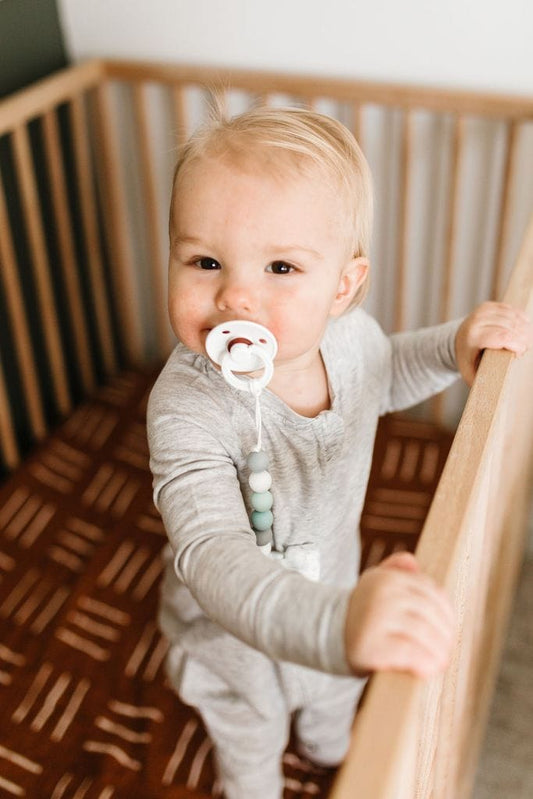 Loulou Lollipop Lolli Gem Pacifier Clip - Blue Grey - HLDRBG