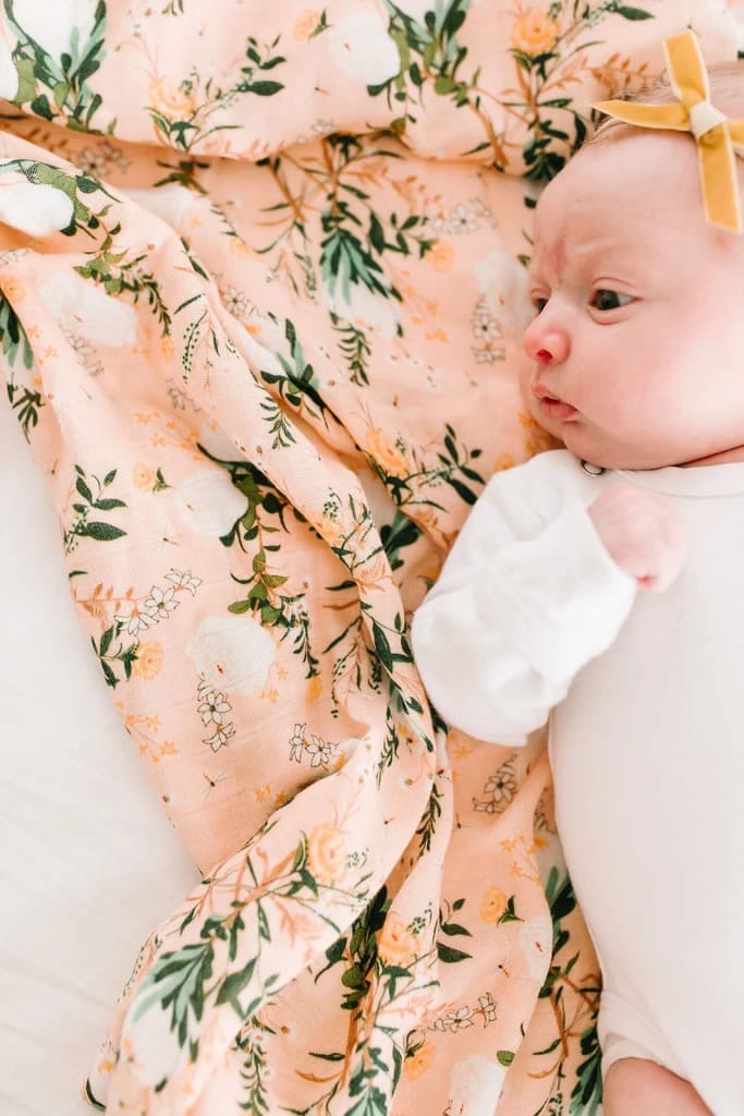 Loulou Lollipop Luxe Muslin Swaddle - Blushing Protea - SWPROTEA