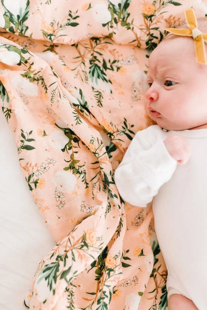 Loulou Lollipop Luxe Muslin Swaddle - Blushing Protea - SWPROTEA