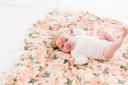 Loulou Lollipop Luxe Muslin Swaddle - Blushing Protea - SWPROTEA