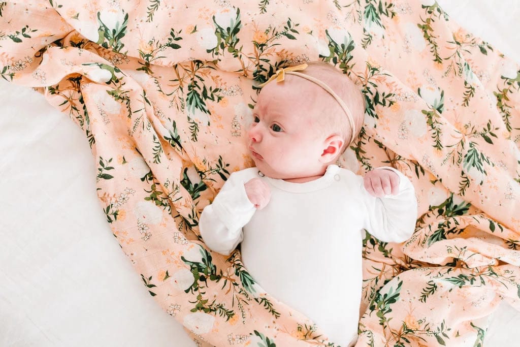 Loulou Lollipop Luxe Muslin Swaddle - Blushing Protea - SWPROTEA