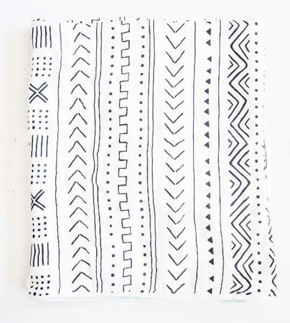 Loulou Lollipop Luxe Muslin Swaddle - Mudcloth White - SWMUD