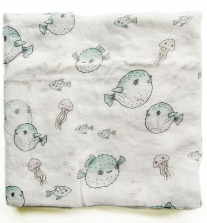 Loulou Lollipop Luxe Muslin Swaddle - Puffer Fish - SWPUFF