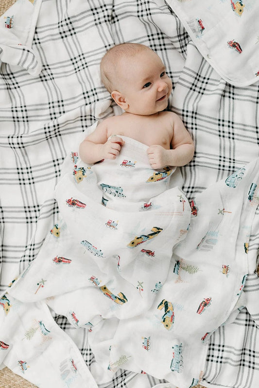 Loulou Lollipop Muslin Swaddle - All Aboard - SWAAB