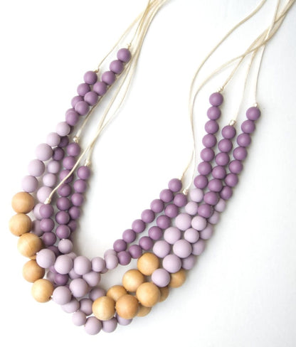 Loulou Lollipop Naturalist Statement Necklace - Plum/Mauve - NATPM