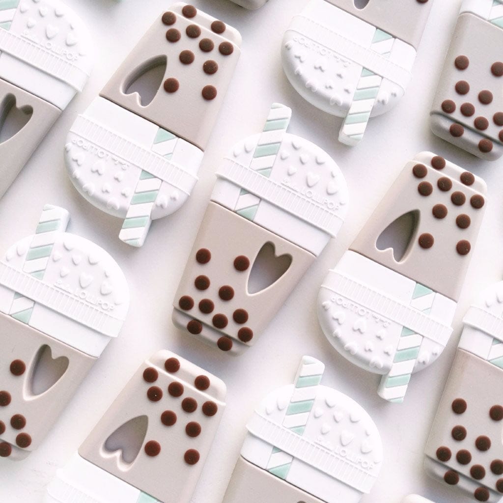 Loulou Lollipop Silicone Teether - Bubble Milk Tea - Taupe/Brown - NATBBT