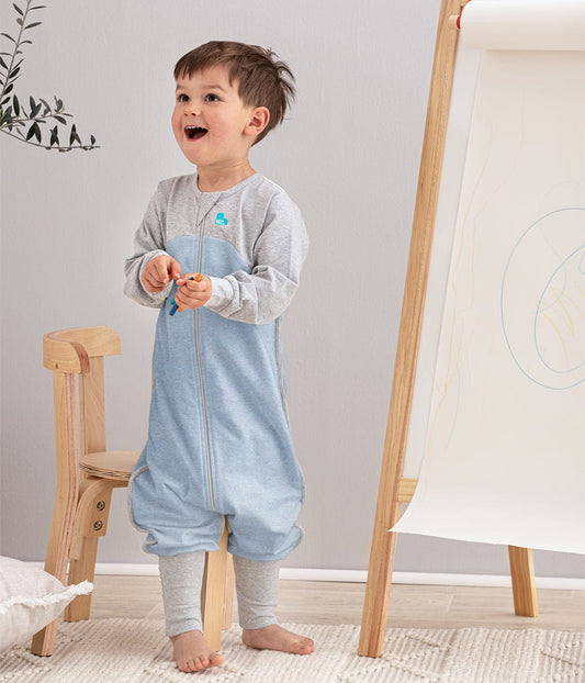 Love To Dream Long Sleeve Sleep Suit Organic Cotton Mild, 6-12 M - Dusty Blue - L41-19-001-DBL-6-12M
