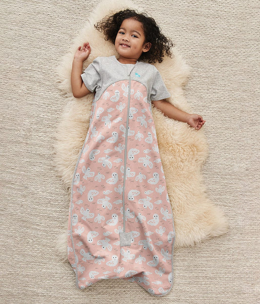 Love To Dream Short Sleeve Sleep Bag Organic Cotton Mild, 6-18 M - Doves Dusty Pink - L30-19-250-DPK-6-18M