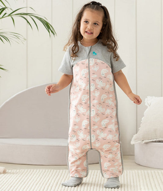 Love To Dream Short Sleeve Sleep Suit Organic Cotton Mild, 6-12 M - Doves Dusty Pink - L40-19-250-DPK-6M
