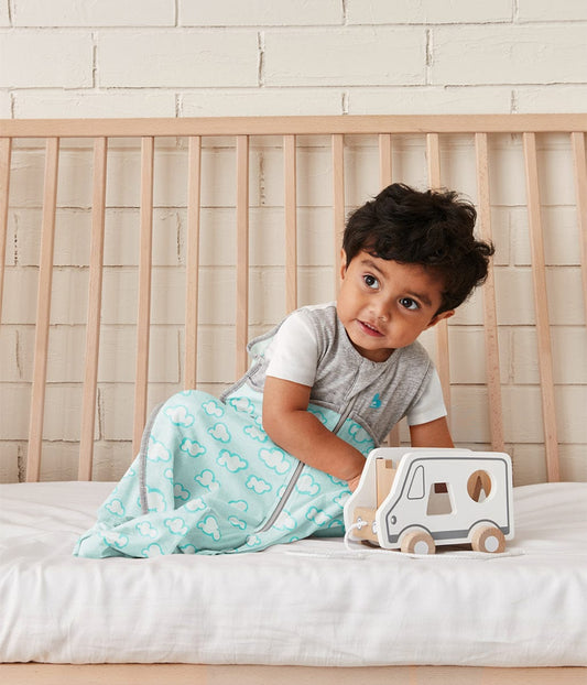 Love To Dream Sleep Bag Organic Cotton Lite .2 TOG, 18-36 M, Daydream Turquoise - L30-22-254-TUR-18-36M