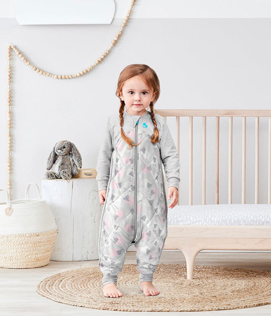 Love To Dream Sleep Suit Quilted Organic Cotton/Merino Wool 2.5 TOG, 6-12 M - Bah Bah Sheep Pink - L40-20-223-PNK-6M