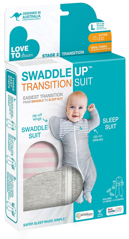 Love to Dream Swaddle UP Transition Suit, 1.0 TOG, Large - Pink