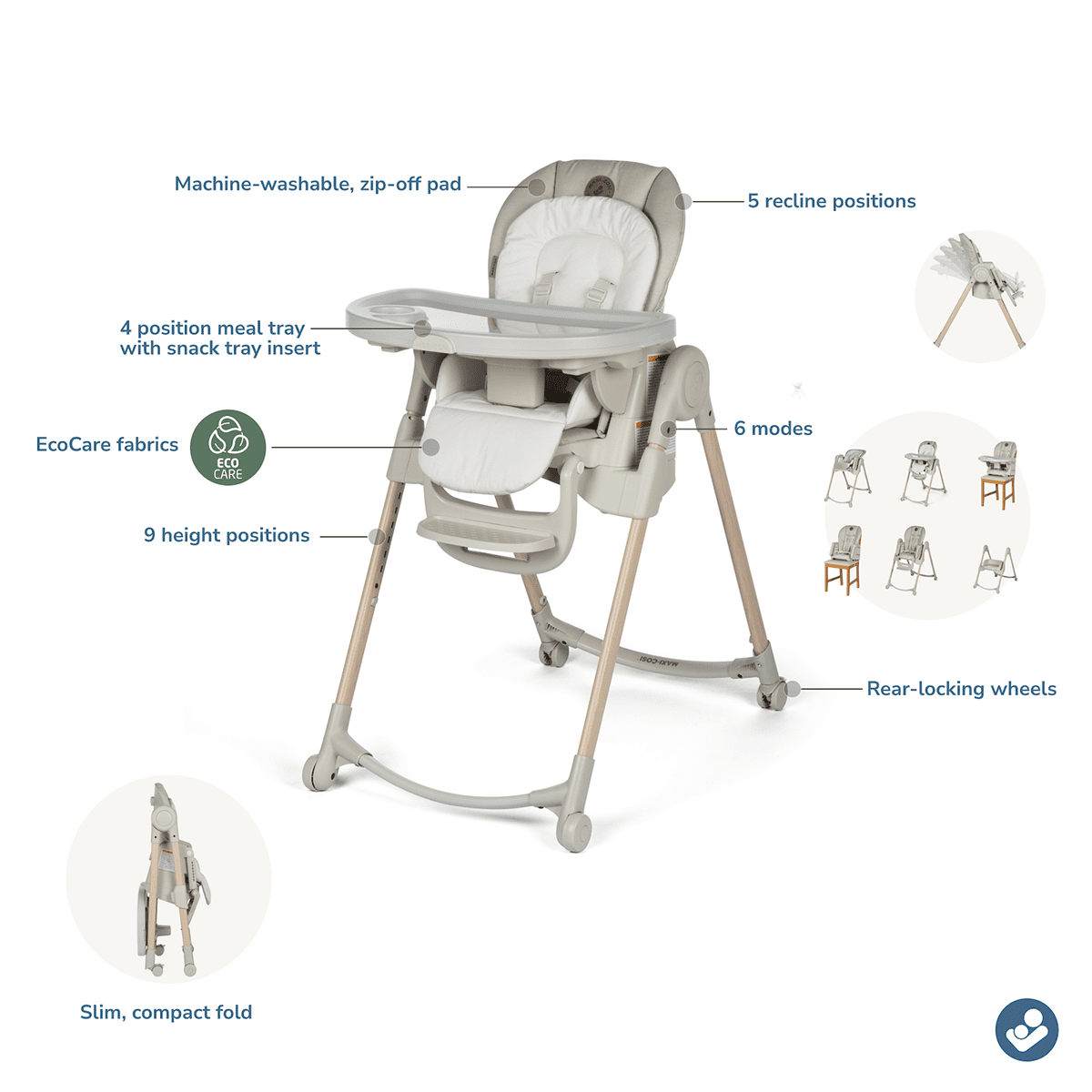 maxi-cosi 6-in-1 high chair manual Maxi Cosi Classic Oat Minla 6-in-1 Adjustable High Chair