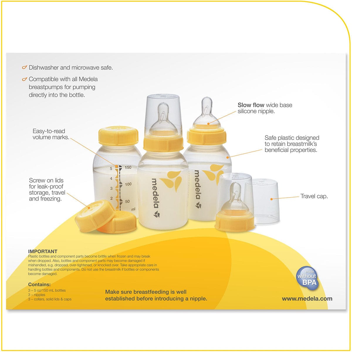 Medela Breast Milk 3 5oz Bottle Storage Set- 3 Pack - 87131