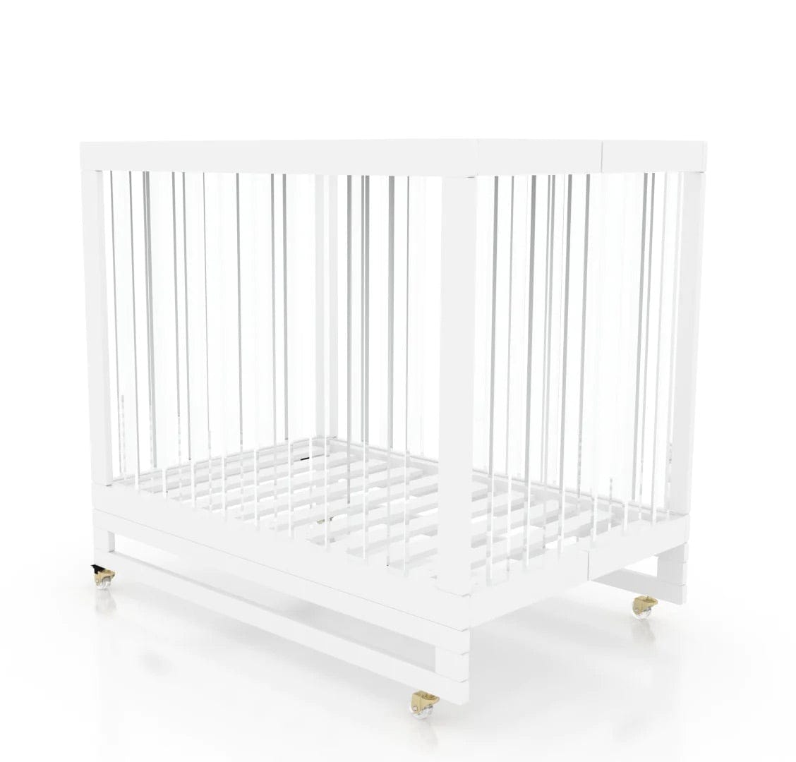 Melo Caress Foldable Crib - White / Gold / Acrylic - MMCWA671