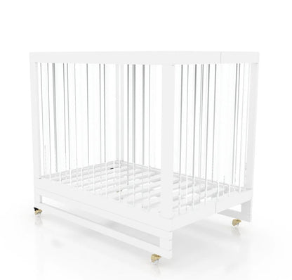Melo Caress Foldable Crib - White / Gold / Acrylic - MMCWA671