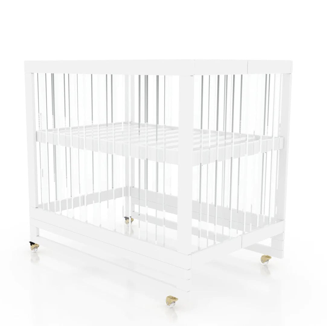 Melo Caress Foldable Crib - White / Gold / Acrylic - MMCWA671