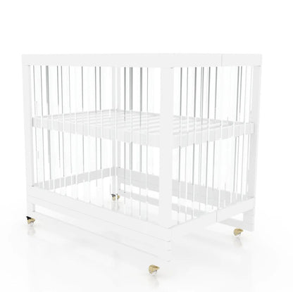 Melo Caress Foldable Crib - White / Gold / Acrylic - MMCWA671