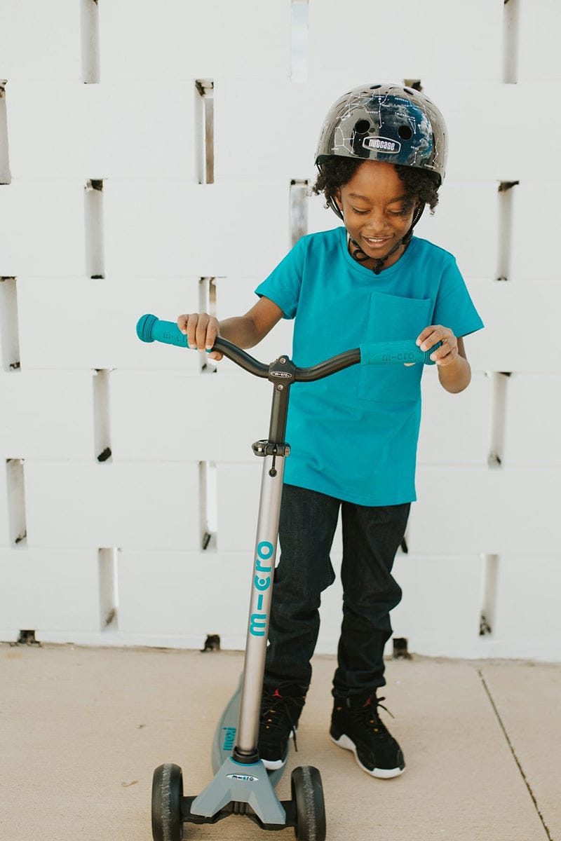 Micro Kickboard Maxi Deluxe Pro Scooter - Grey / Aqua - MMD088