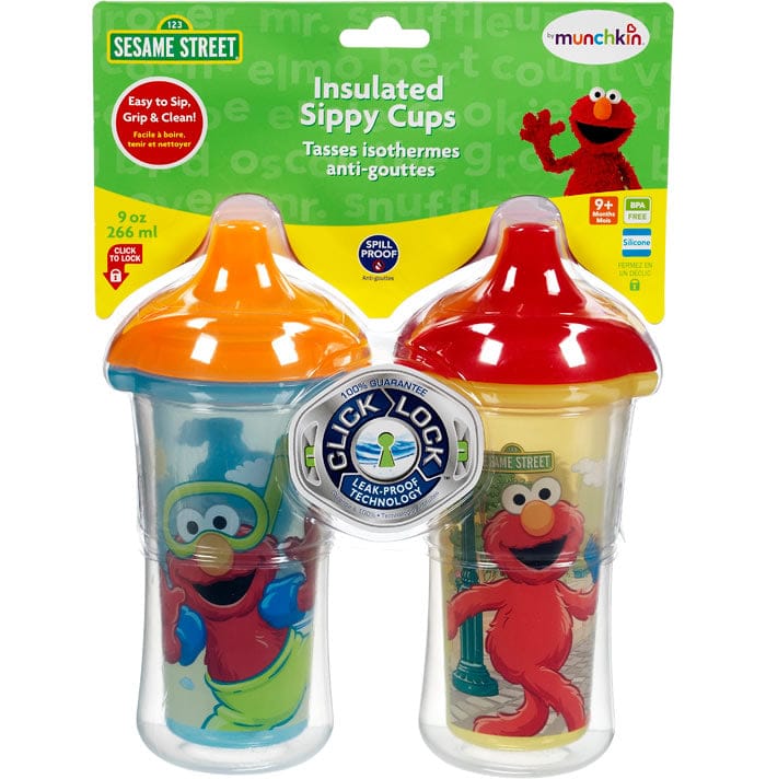 Munchkin Click Lock 9oz Insulated Sippy Cups - 2pk- Sesame Street