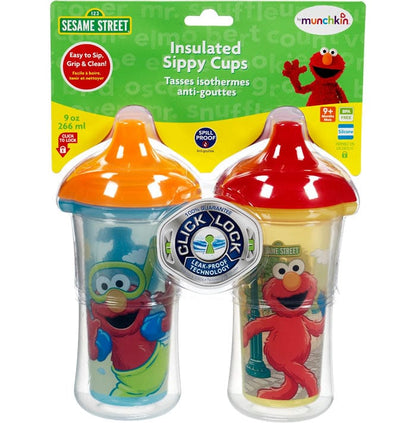 Munchkin Click Lock 9oz Insulated Sippy Cups - 2pk- Sesame Street
